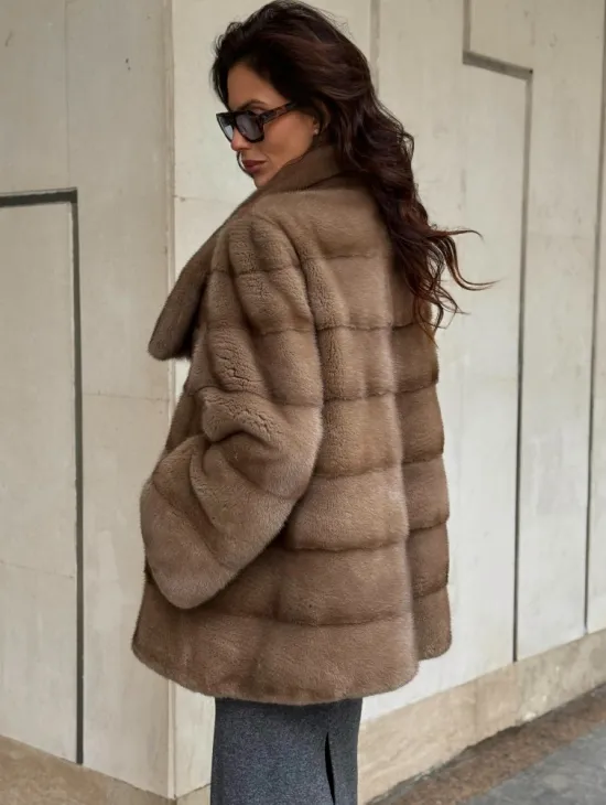 Норковая шуба бежевая