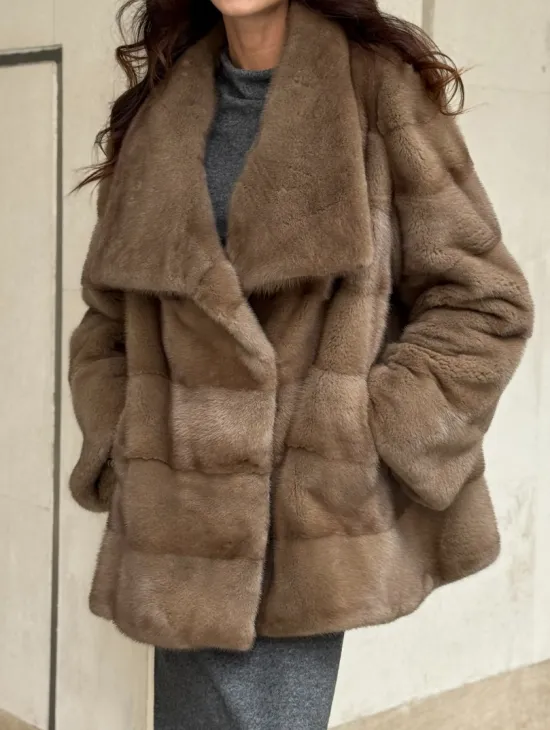 Норковая шуба бежевая