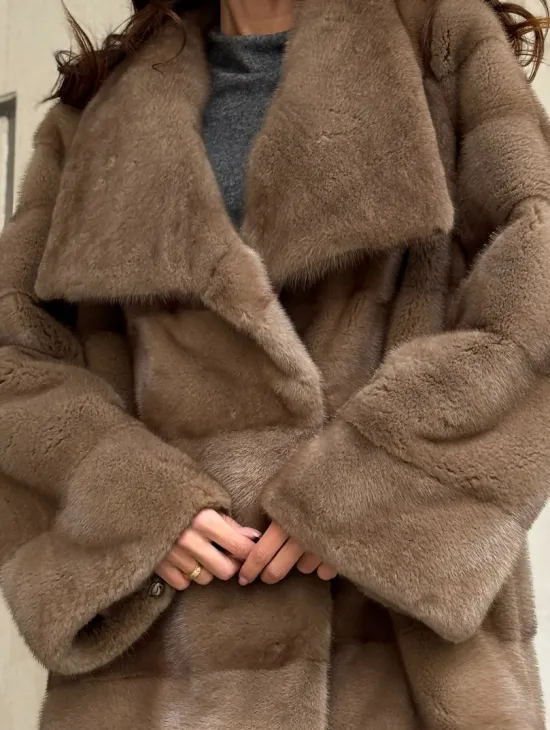 Норковая шуба бежевая