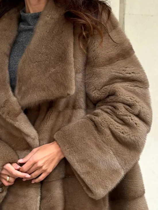 Норковая шуба бежевая