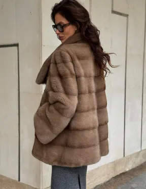 Норковая шуба бежевая