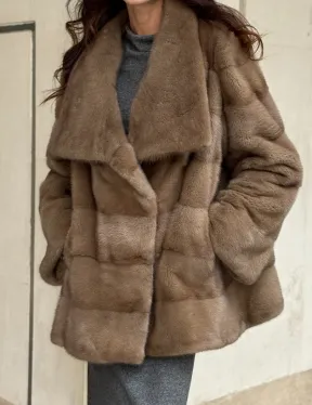 Норковая шуба бежевая