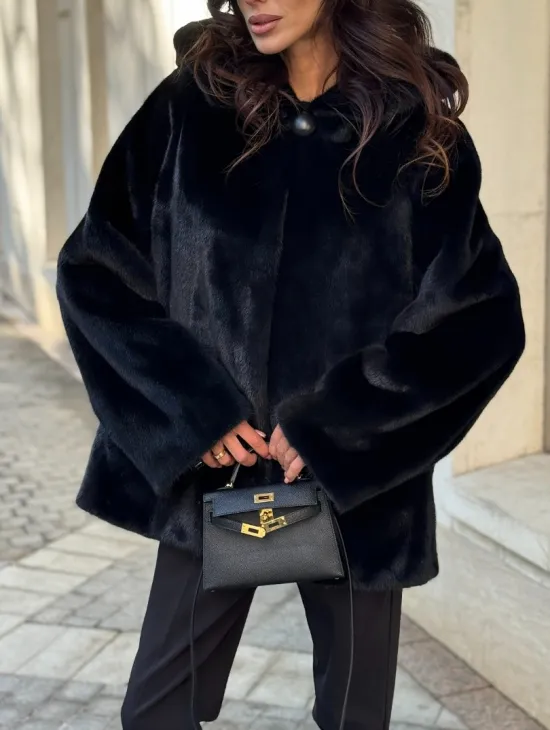 Шуба куртка из норки - черная