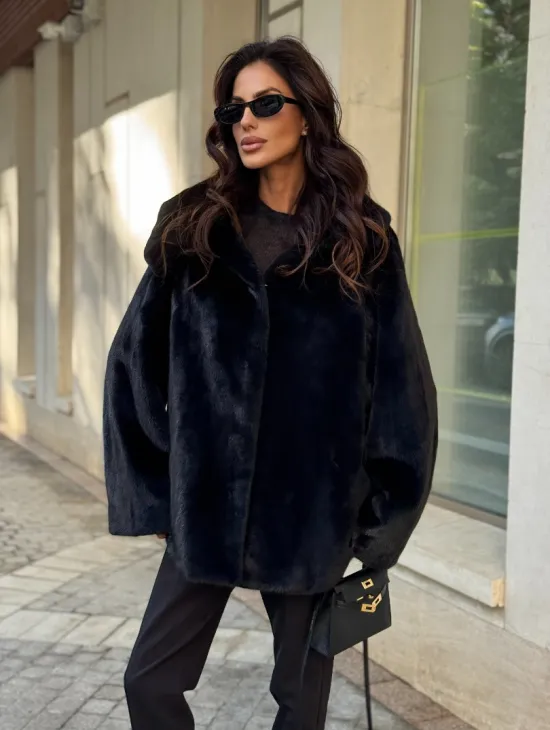 Шуба куртка из норки - черная