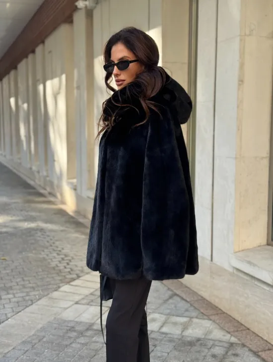 Шуба куртка из норки - черная