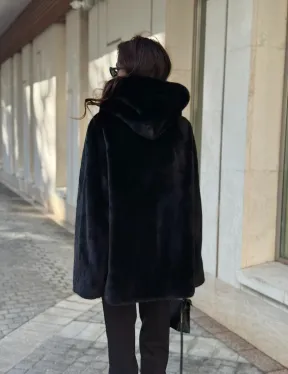 Шуба куртка из норки - черная