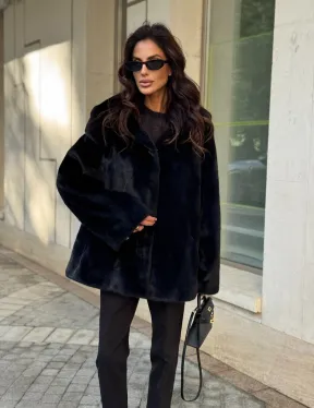 Шуба куртка из норки - черная