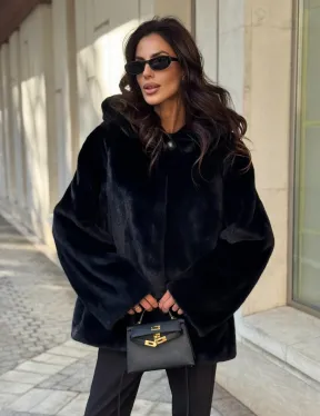 Шуба куртка из норки - черная