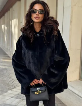 Шуба куртка из норки - черная