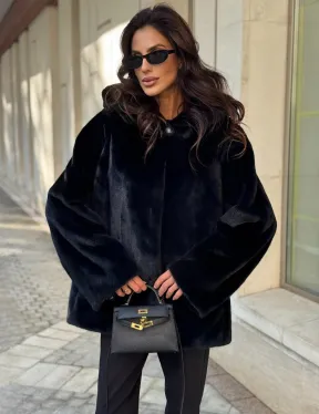 Шуба куртка из норки - черная