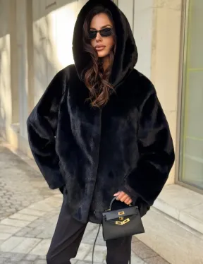 Шуба куртка из норки - черная