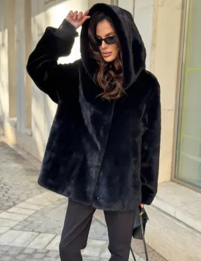 Шуба куртка из норки - черная