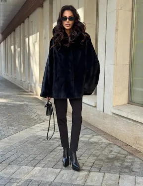 Шуба куртка из норки - черная