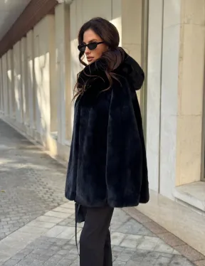 Шуба куртка из норки - черная