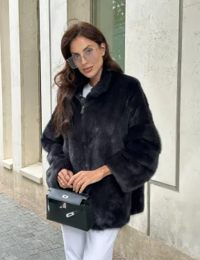Норковый полушубок - графит