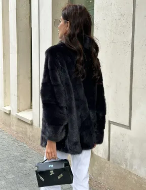 Норковый полушубок - графит