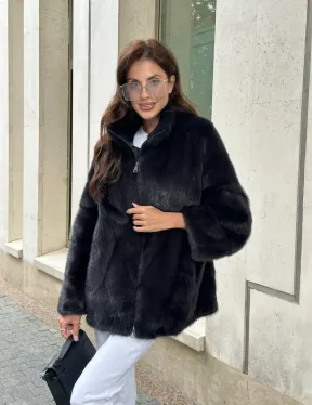 Норковый полушубок - графит