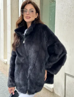 Норковый полушубок - графит
