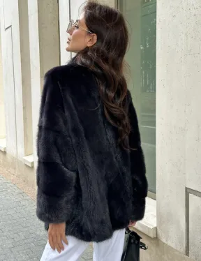 Норковый полушубок - графит