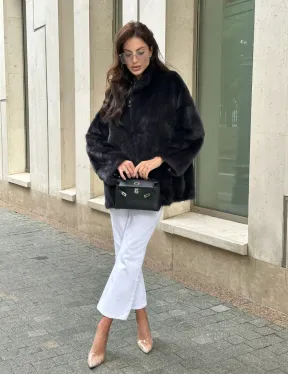 Норковый полушубок - графит