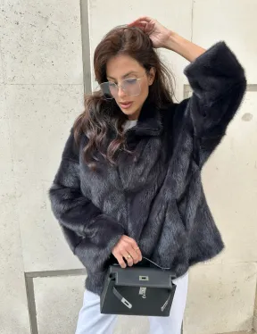 Норковый полушубок - графит
