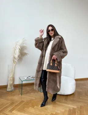 Шуба кимоно из скандинавской норки в цвете пастель