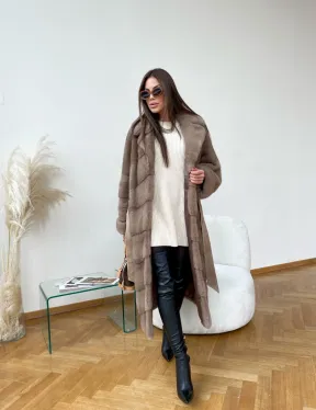 Шуба кимоно из скандинавской норки в цвете пастель