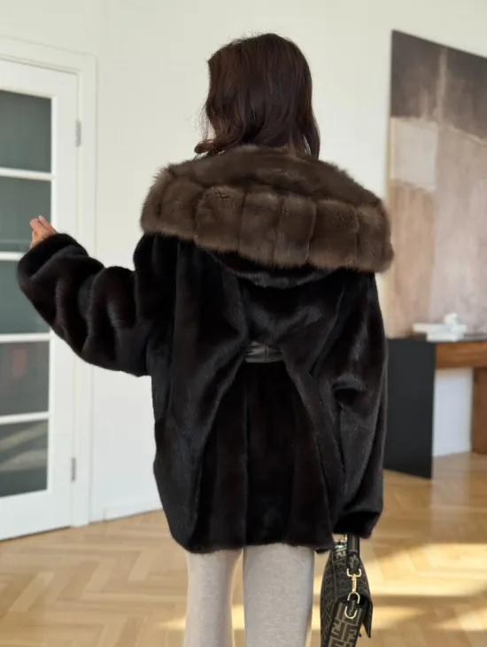Коричневая норковая шуба