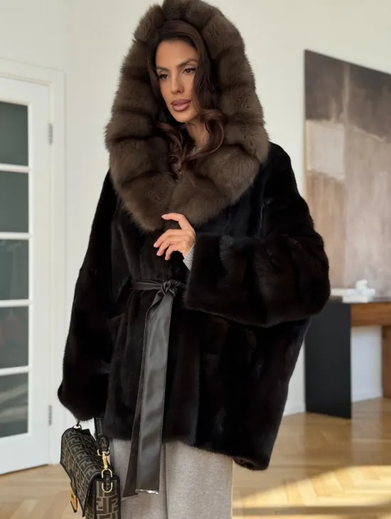 Коричневая норковая шуба