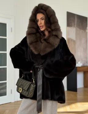 Коричневая норковая шуба