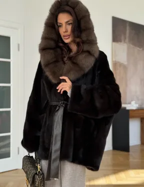 Коричневая норковая шуба