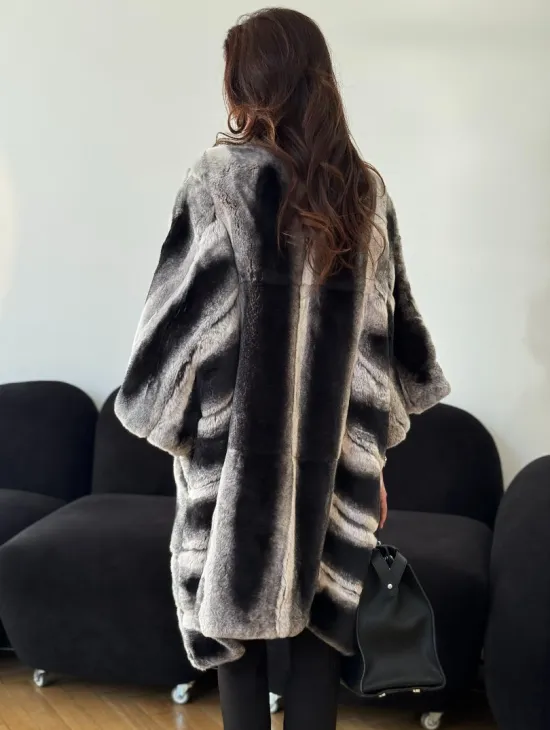Шуба из кролика рекс - серая
