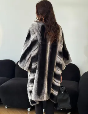 Шуба из кролика рекс - серая