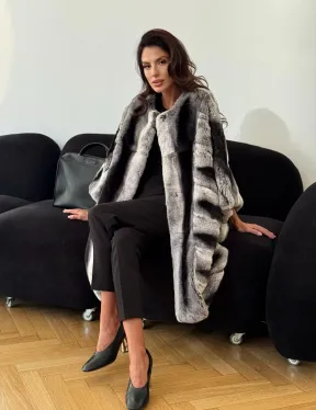 Шуба из кролика рекс - серая