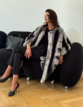 Шуба из кролика рекс - серая