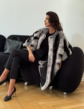 Шуба из кролика рекс - серая