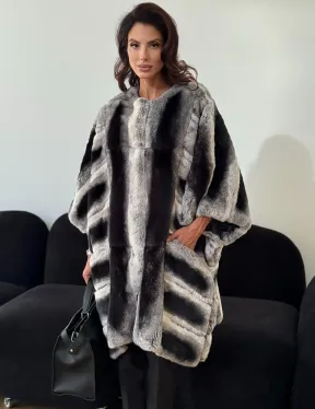 Шуба из кролика рекс - серая