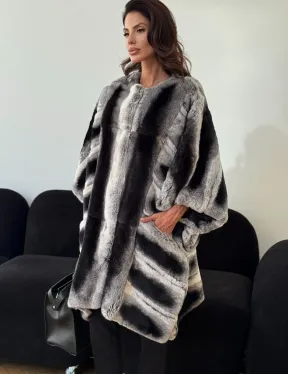Шуба из кролика рекс - серая