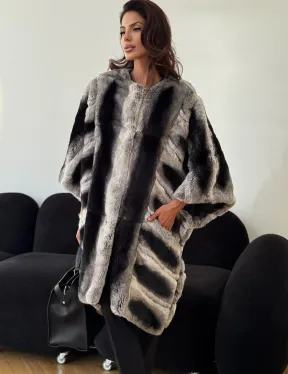 Шуба из кролика рекс - серая