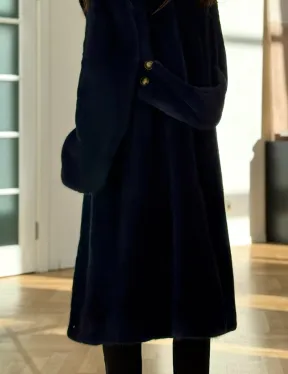 Норковая шуба темно-синего цвета