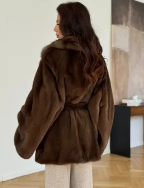 Норковый полушубок - цвет соболь