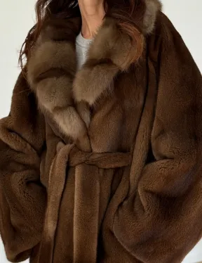 Норковый полушубок - цвет соболь