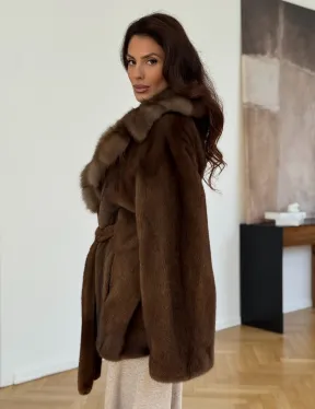 Норковый полушубок - цвет соболь