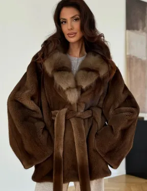 Норковый полушубок - цвет соболь