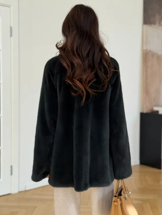 Шуба норковая темно-зеленая