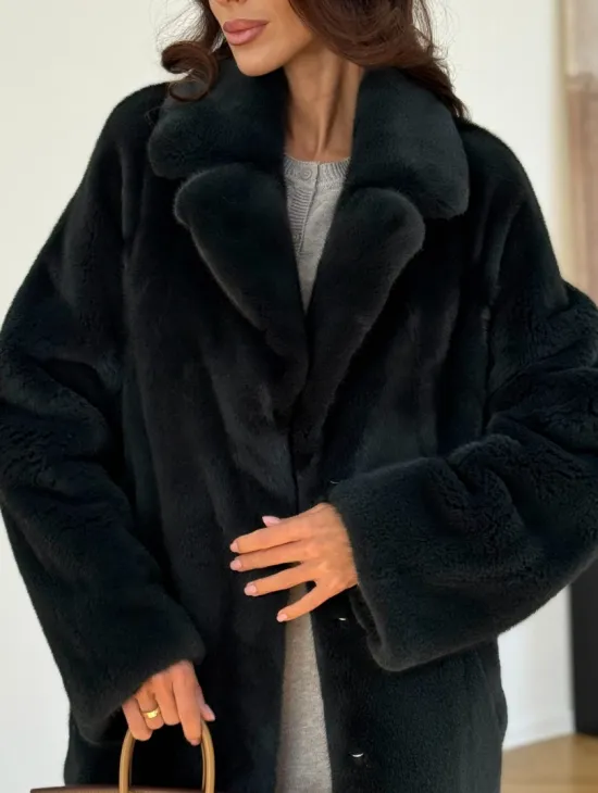 Шуба норковая темно-зеленая