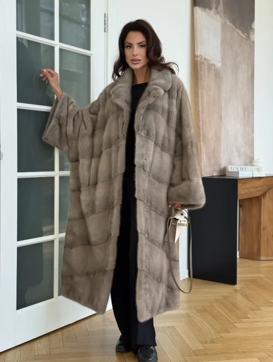 Серо-голубая норковая шуба