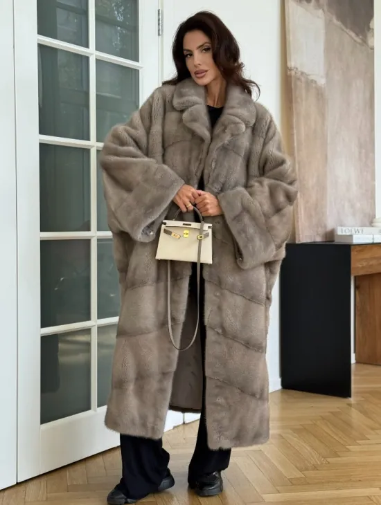 Серо-голубая норковая шуба