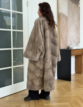 Серо-голубая норковая шуба