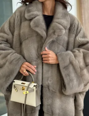 Серо-голубая норковая шуба